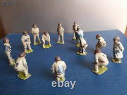 13 Old Vintage Antique Pixyland Kew Painted Lead Cricketer Figures Sports Team