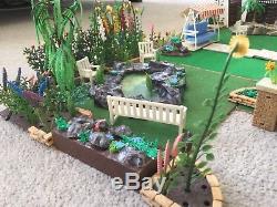 1960s Britains Floral Garden Plastic Flowers, Pond, Rockery, Gates, Dibbers etc