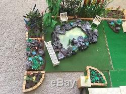1960s Britains Floral Garden Plastic Flowers, Pond, Rockery, Gates, Dibbers etc