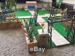 1960s Britains Floral Garden Plastic Flowers, Pond, Rockery, Gates, Dibbers etc