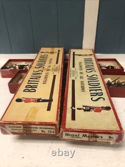 38 Piece Britains Boxed Set Royal Marines. Post War c1960 Machine Gunners