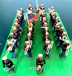 3 Mounted Marching Display Bands 104 Vintage Lead Soldiers Hand Painted 1950