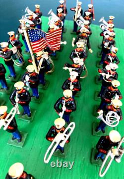 3 Mounted Marching Display Bands 104 Vintage Lead Soldiers Hand Painted 1950