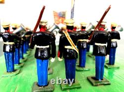 3 Mounted Marching Display Bands 104 Vintage Lead Soldiers Hand Painted 1950