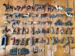 50+ Vintage Britains Lead Figures Soldiers Animals JobLot Mid Century SEE DES