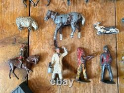50+ Vintage Britains Lead Figures Soldiers Animals JobLot Mid Century SEE DES