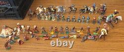 51 x Vintage Lead Model Cowboys Native Indians Britains Timpo JoHill Crescent