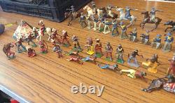 51 x Vintage Lead Model Cowboys Native Indians Britains Timpo JoHill Crescent