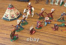 51 x Vintage Lead Model Cowboys Native Indians Britains Timpo JoHill Crescent