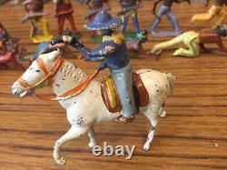 51 x Vintage Lead Model Cowboys Native Indians Britains Timpo JoHill Crescent