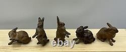 5 Heyde Vintage Cold Painted Lead Rabbits