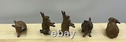 5 Heyde Vintage Cold Painted Lead Rabbits