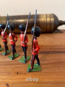 5x Antique Vintage Rare Articulated Britains Household Foot Guards Lead Soldiers