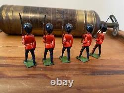 5x Antique Vintage Rare Articulated Britains Household Foot Guards Lead Soldiers