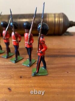 5x Antique Vintage Rare Articulated Britains Household Foot Guards Lead Soldiers