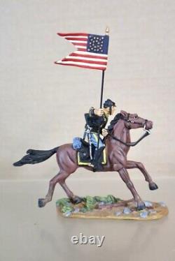 BRITAINS 17371 AMERICAN CIVIL WAR MOUNTED UNION CAPTAIN & GUIDON BEARER SET oi