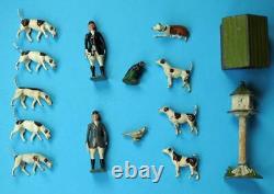 BRITAINS 1930s LEAD HUNT SET PEACOCK TOYS WOODEN FARMHOUSE PEOPLE & ANIMALS