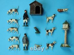 BRITAINS 1930s LEAD HUNT SET PEACOCK TOYS WOODEN FARMHOUSE PEOPLE & ANIMALS