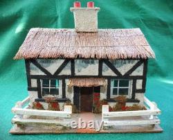 BRITAINS ANTIQUE 1920-30s LEAD HUNT SET WOODEN COTTAGE FIGURES & FARM ANIMALS