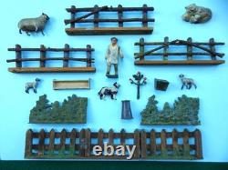BRITAINS ANTIQUE 1920-30s LEAD HUNT SET WOODEN COTTAGE FIGURES & FARM ANIMALS BRITAINS ANTIQUE 1920-30s LEAD HUNT SET WOODEN COTTAGE FIGURES & FARM ANIMALS