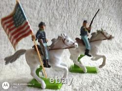 BRITAINS DEETAIL ACW MOUNTED FEDERAL 1st SERIES CURVED BASES FULL SET OF 6