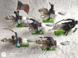 BRITAINS DEETAIL ACW MOUNTED FEDERAL 1st SERIES CURVED BASES FULL SET OF 6