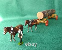 BRITAINS FARM LEAD 1948 RARE BOXED No. 12F TIMBER CARRIAGE 2 HORSES & STABLE LAD