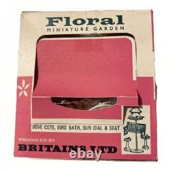 BRITAINS FLORAL GARDEN Collection, x7 Boxed -2588 Dove Cote, Bird Bath, Sun Dial