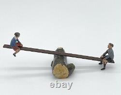 BRITAINS LEAD HOME FARM GARDEN SERIES BOY & GIRL ON SEESAW #618 1950s