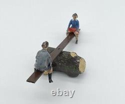 BRITAINS LEAD HOME FARM GARDEN SERIES BOY & GIRL ON SEESAW #618 1950s