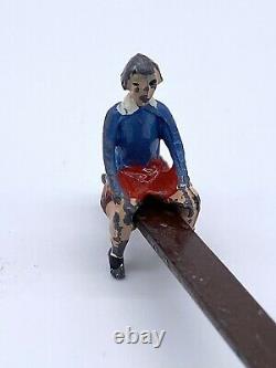 BRITAINS LEAD HOME FARM GARDEN SERIES BOY & GIRL ON SEESAW #618 1950s