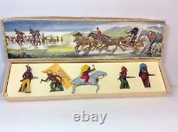 BRITAINS Ltd Crown Range Lead American Indians 1/32 Made in England 1950's BOXED