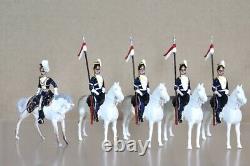 BRITAINS RE PAINTED 5 x MOUNTED 17th LANCERS on PARADE with OFFICER 1900 od