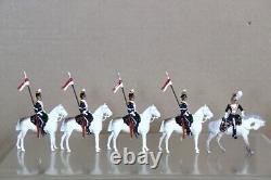 BRITAINS RE PAINTED 5 x MOUNTED 17th LANCERS on PARADE with OFFICER 1900 od