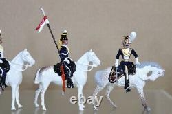 BRITAINS RE PAINTED 5 x MOUNTED 17th LANCERS on PARADE with OFFICER 1900 od