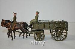 BRITAINS Toy Lead Soldiers ROYAL ARMY CORP WAGON Drawn by 2 Horses. 1930s. VG