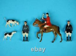 BRITAINS VINTAGE LEAD HUNT MEET SET MOUNTED STANDING HUNTSMEN WOMEN HOUNDS 20pc