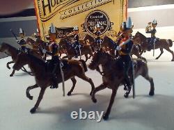 BRITAIN'S 9th LANCERS MOUNTED BAND, 12 LEAD SOLDIERS. IN ORIGINAL FITTED BOX