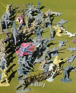 Barszo+++ 54mm Civil war union & confederate custom playset 105 figs ++used oop