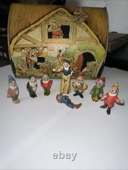 Britains #1654 Vintage 1938 Complete Lead Walt Disney Snow White & 7 Dwarfs Set