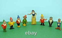 Britains #1654 Vintage 1938 Complete Lead Walt Disney Snow White & 7 Dwarfs Set