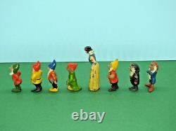 Britains #1654 Vintage 1938 Complete Lead Walt Disney Snow White & 7 Dwarfs Set