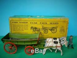 Britains 1924 Lead Home Farm Series Boxed #5f Farm Waggon & Carter Yellow Label