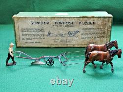 Britains 1926 Boxed #6f Lead 2 Horse General Purpose Plough With Two Horses