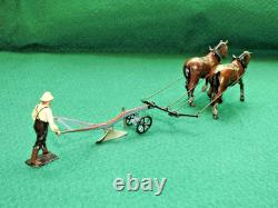 Britains 1926 Boxed #6f Lead 2 Horse General Purpose Plough With Two Horses