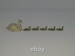 Britains 54mm farm figures #635 tin pond with #622 lead swan and 5 cygnets