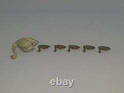 Britains 54mm farm figures #635 tin pond with #622 lead swan and 5 cygnets