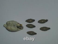 Britains 54mm farm figures #635 tin pond with #622 lead swan and 5 cygnets