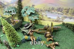 Britains Beetle lorry with trailor+firing Cannon+ammo boxes+9 Metal soldiers