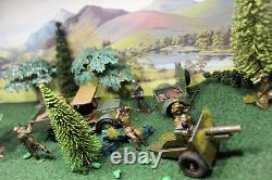 Britains Beetle lorry with trailor+firing Cannon+ammo boxes+9 Metal soldiers